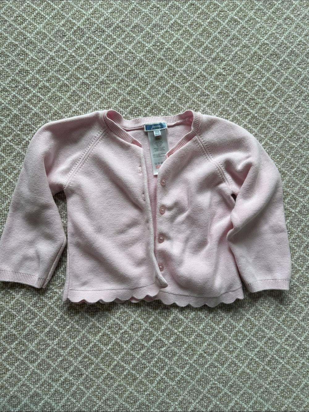 Jacadi Light Pink Scallop Hem Cardigan